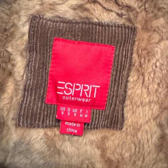 VTG Esprit Brown Corduroy Faux Fur Trimmed Jacket Size S. Stranger thing/Y2K - Picture 6 of 9